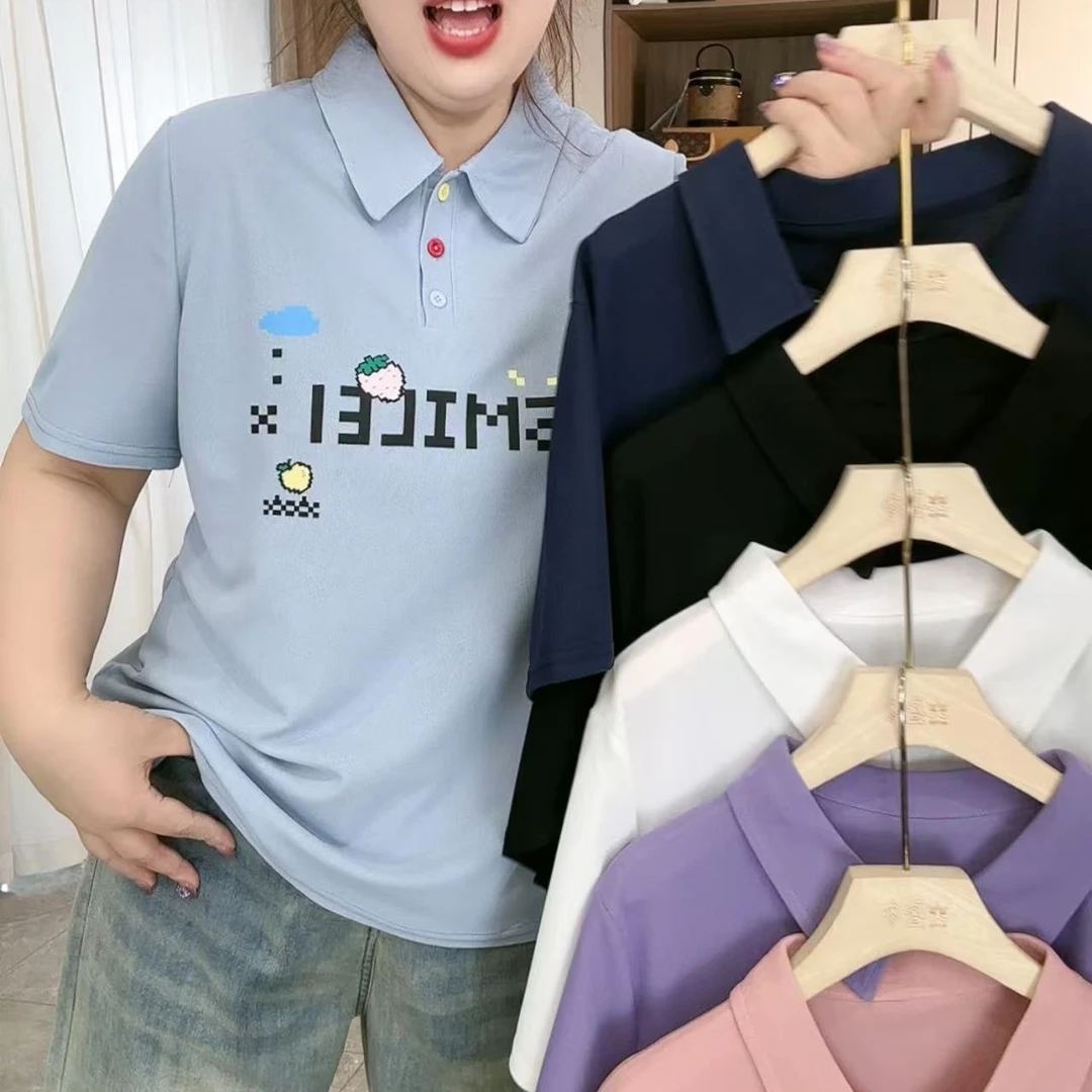 3058洋气像素风翻领百搭POLO衫