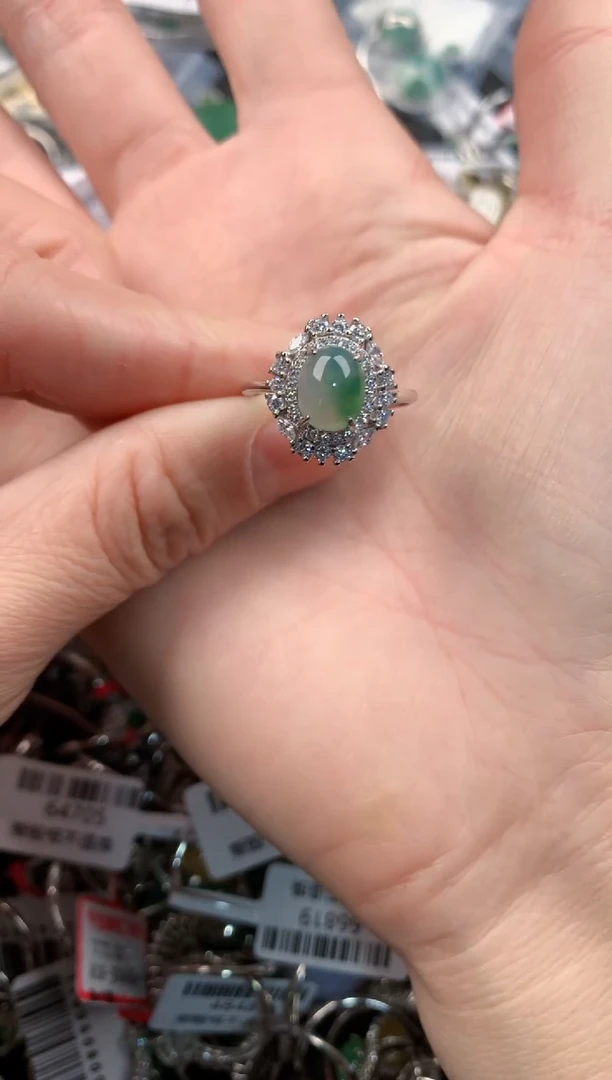 银S925镶嵌戒指翡翠2            3