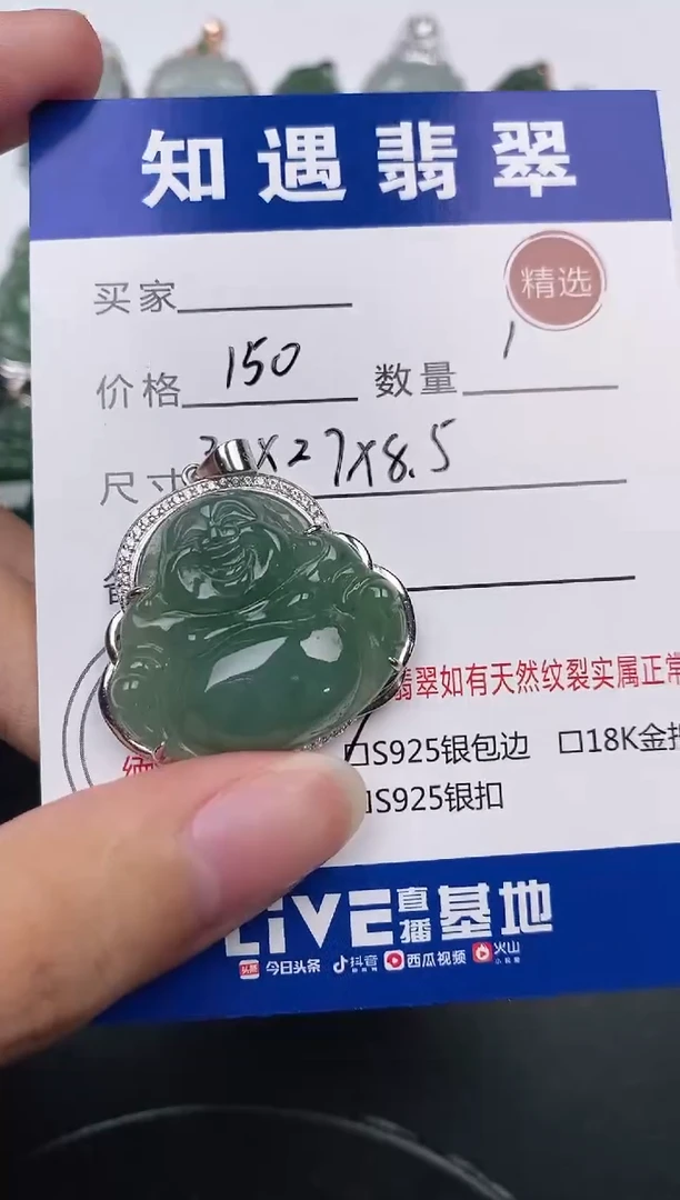 翡翠银S925镶嵌颈饰挂件