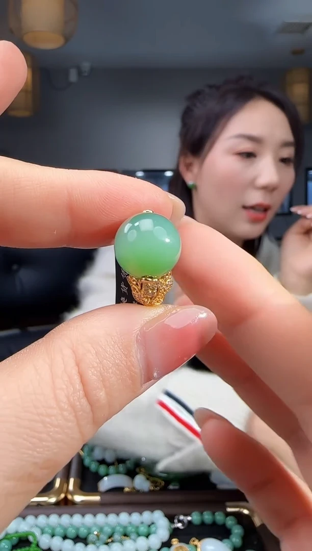 银S925镶嵌戒指和田玉1