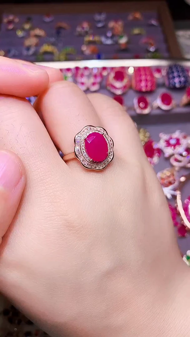 银S925镶嵌戒指红宝石.....