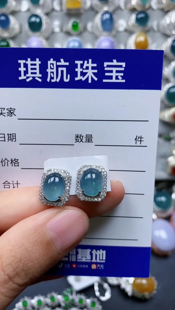 【闪购商品】翡翠耳饰银S925镶嵌0446