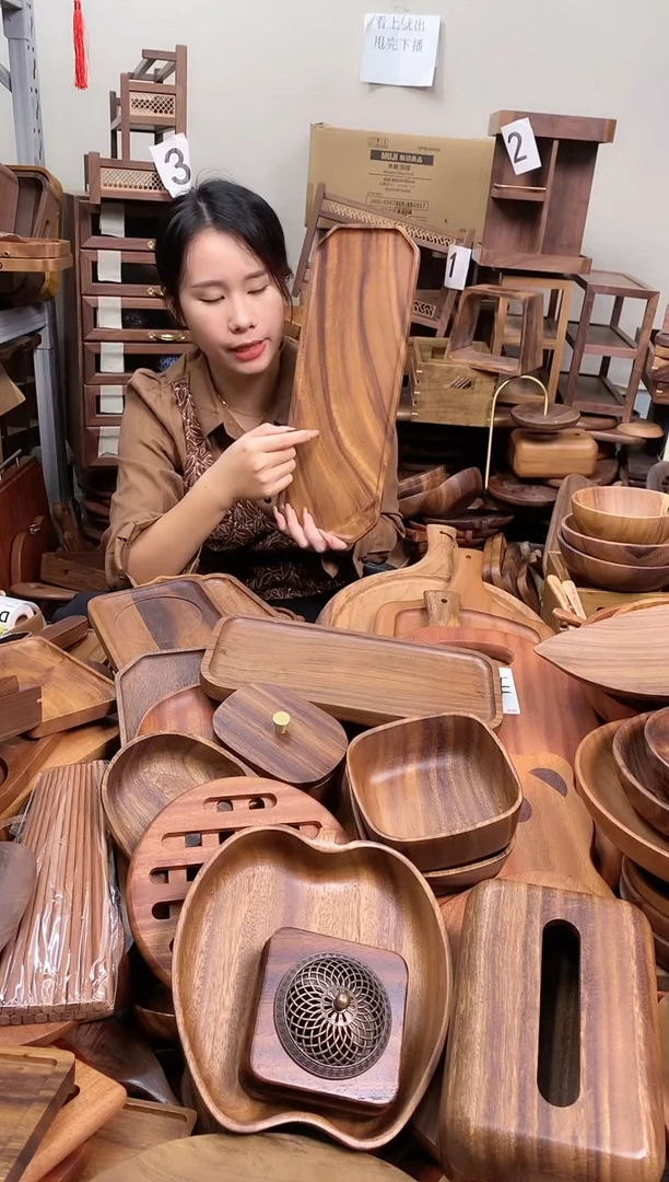 木 南美胡桃木长方八角盘40*15*2cm