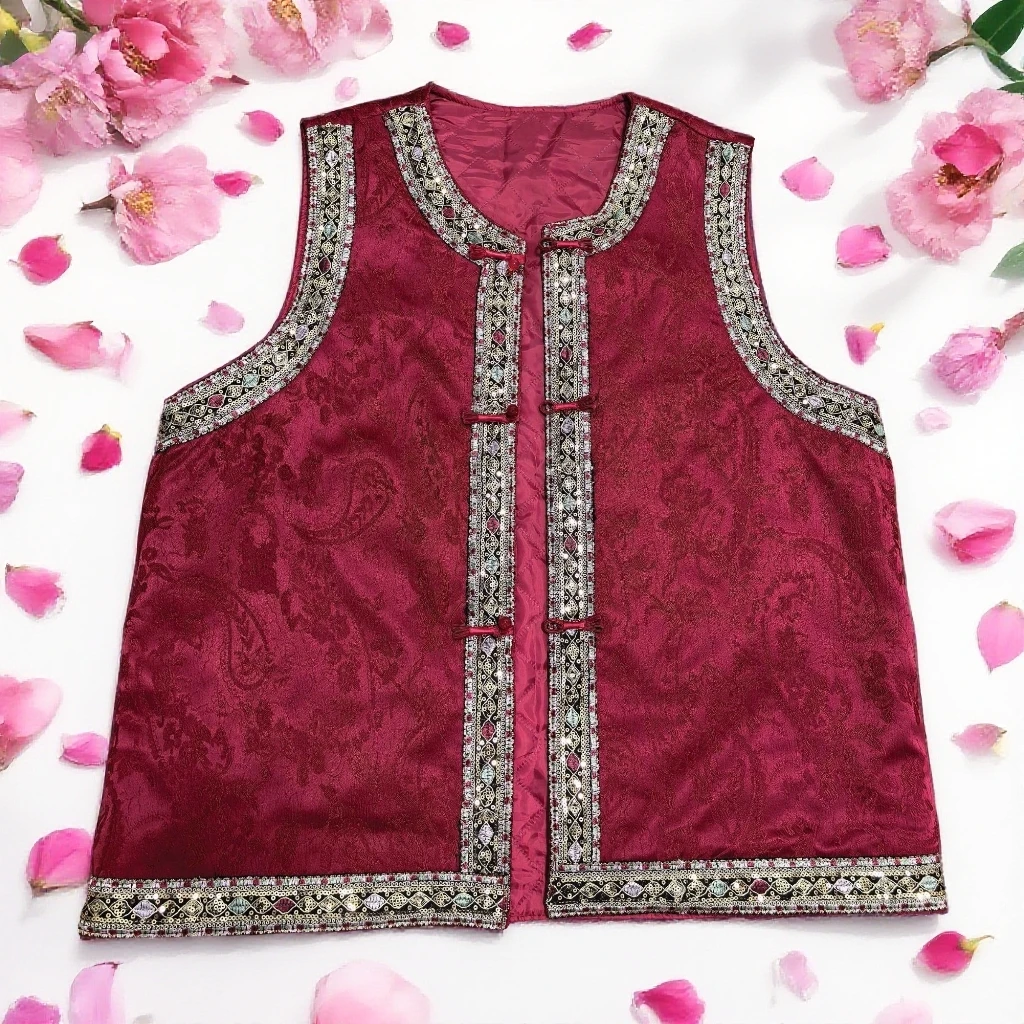 新中式百搭洋气气质时尚复古女士无袖~~~~~~~贴片马夹~~~~~~~~~