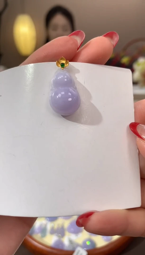 【闪购商品】翡翠颈饰18K金镶嵌天然缅甸a货翡翠