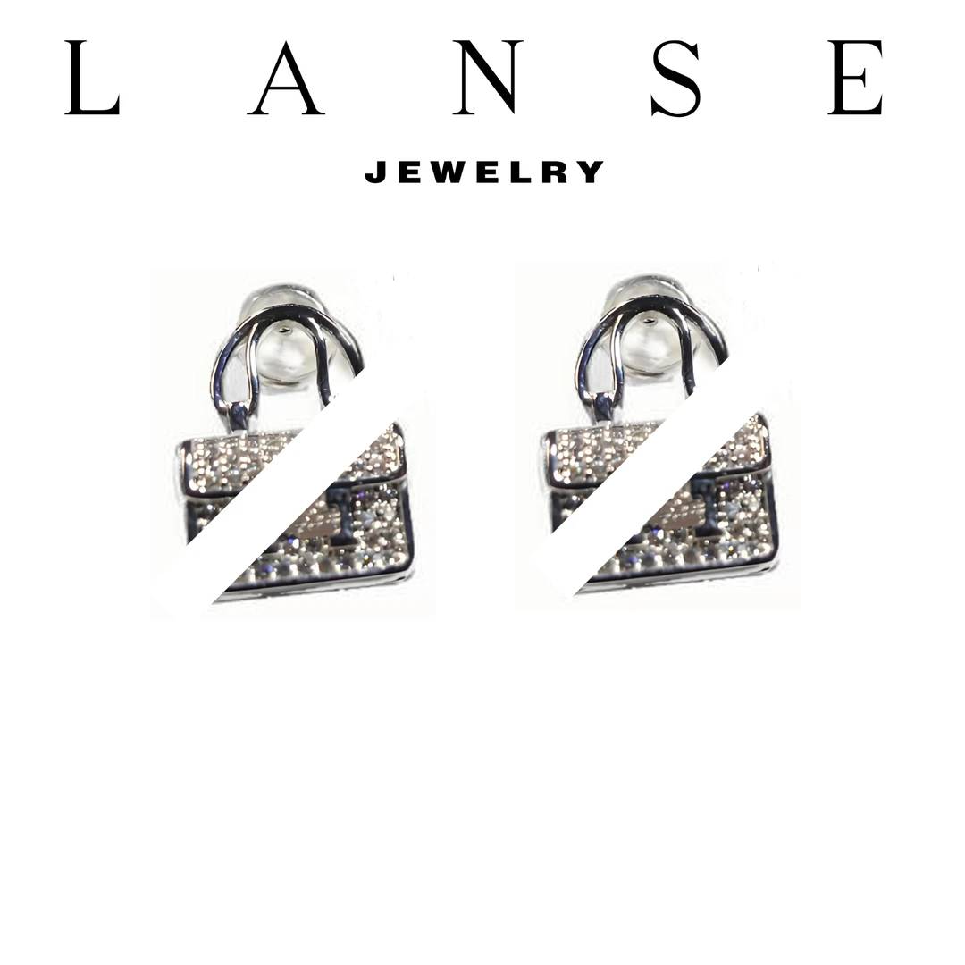 铜合金耳饰 康康百搭黑色包包满钻耳钉饰品小众