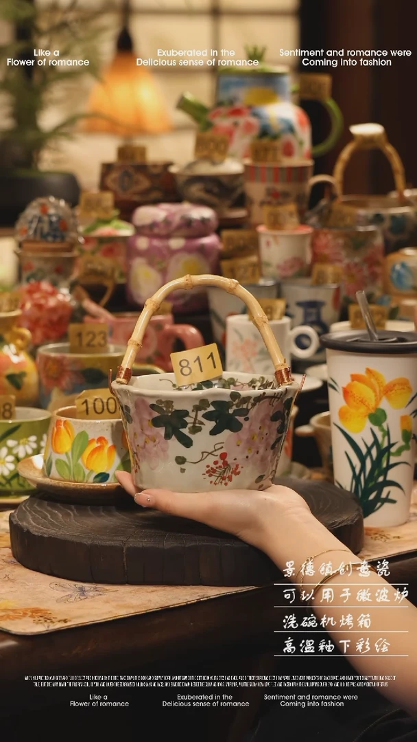 陶瓷811景德镇高温釉下彩绘设计师款式