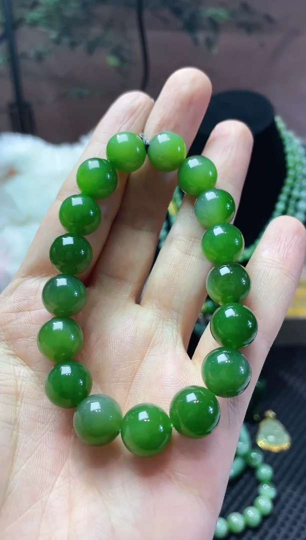 颈饰未镶嵌和田玉（碧玉）和田玉碧玉手串12mm