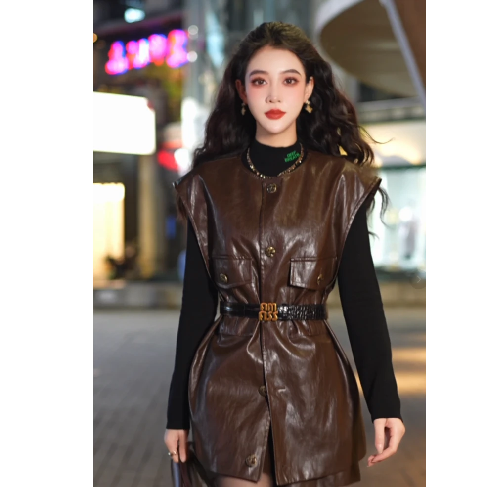 AMASS/阿玛施新款时尚高级质感宽松皮衣夹克外套540032