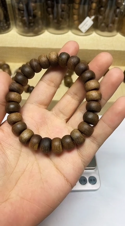 沉香手串抒*沉香沉香手串算盘珠1.2文莱粗纹软丝沉水