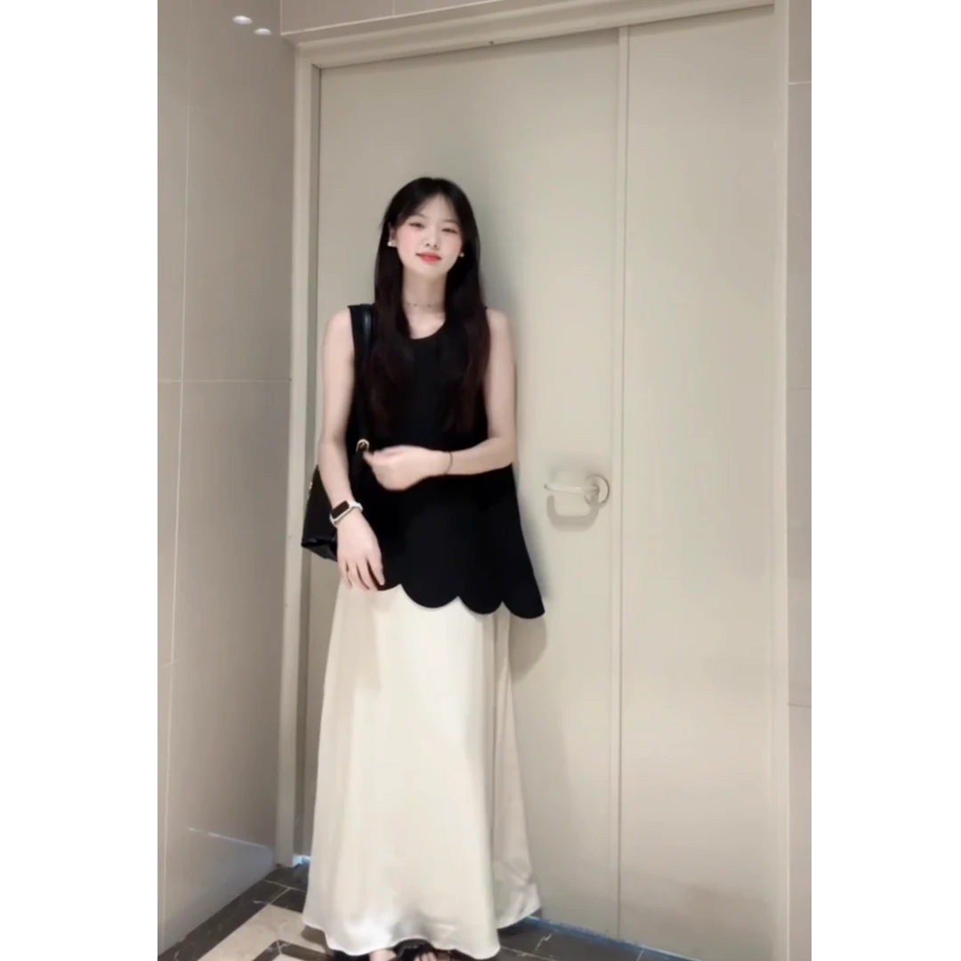 2025夏季新款设计感无袖背心不规则上衣百搭半身裙两件套装显瘦