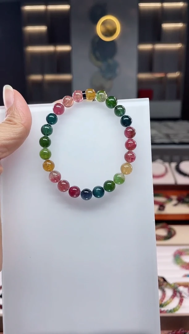 未镶嵌老矿碧玺单圈手串7mm+碧玺（多样性发一条）Q