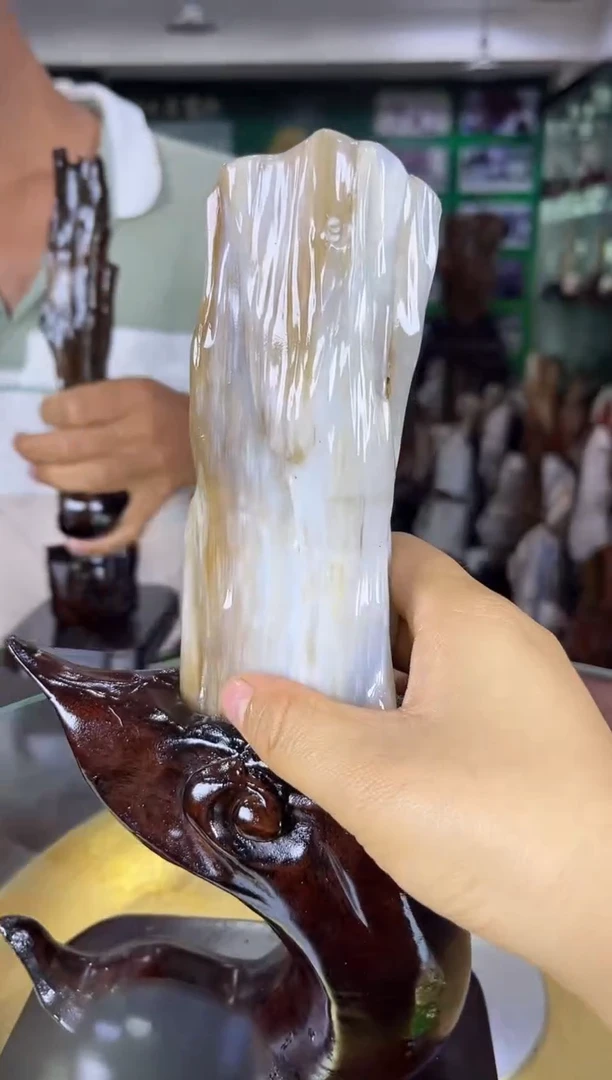 缅甸天然树化玉精品摆件