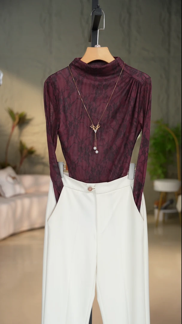 366#高贵上档次小衫2025新款潮流气质时尚显瘦网纱打底衫