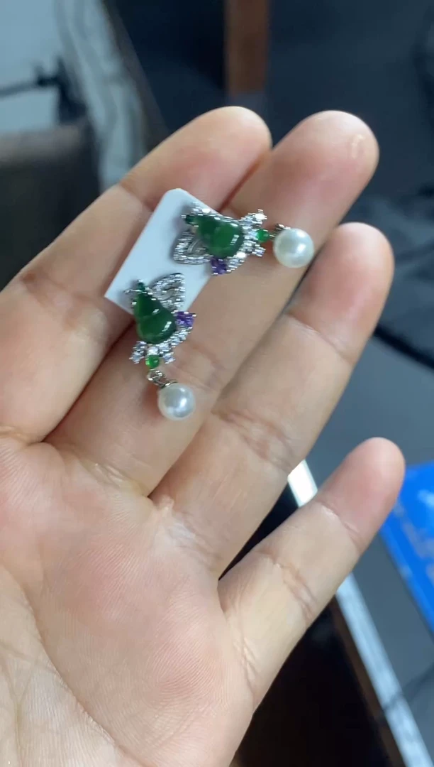 【闪购商品】翡翠耳饰未镶嵌天然翡翠A货8