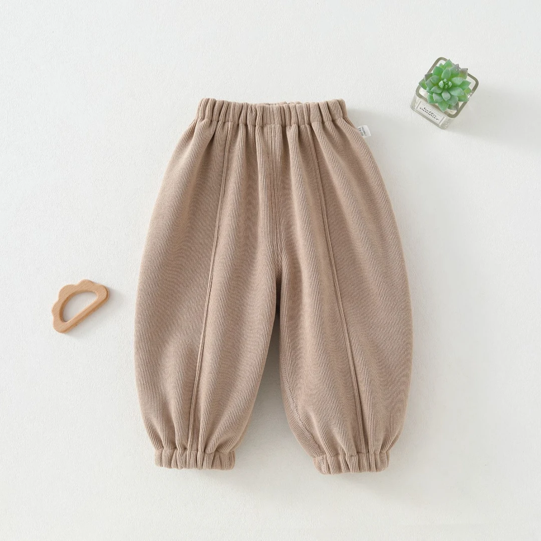 宝宝中小童加绒加厚520g休闲裤纹理感秋冬长裤(欧棉绒复合奥粒绒）