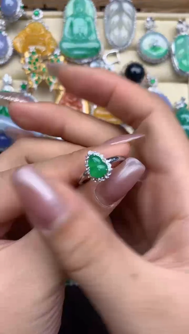 18K金镶嵌戒指翡翠304-中国好珍宝