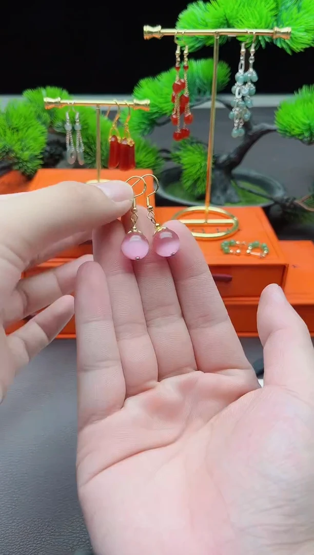 玛瑙/玉髓耳饰银S925镶嵌301000