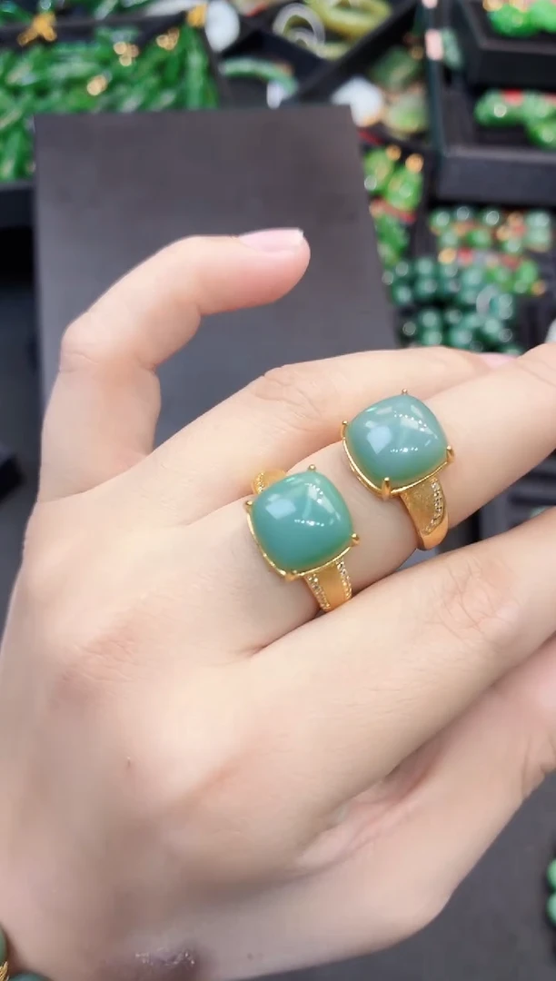 银S925镶嵌戒指和田玉多样性发一