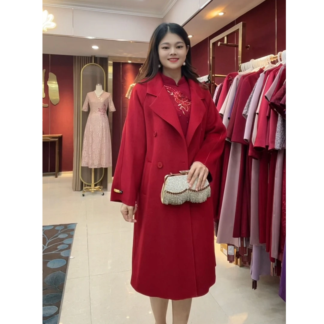 2207春装喜婆婆婚宴装羊大衣连衣裙子儿子结婚礼喜妈妈礼服