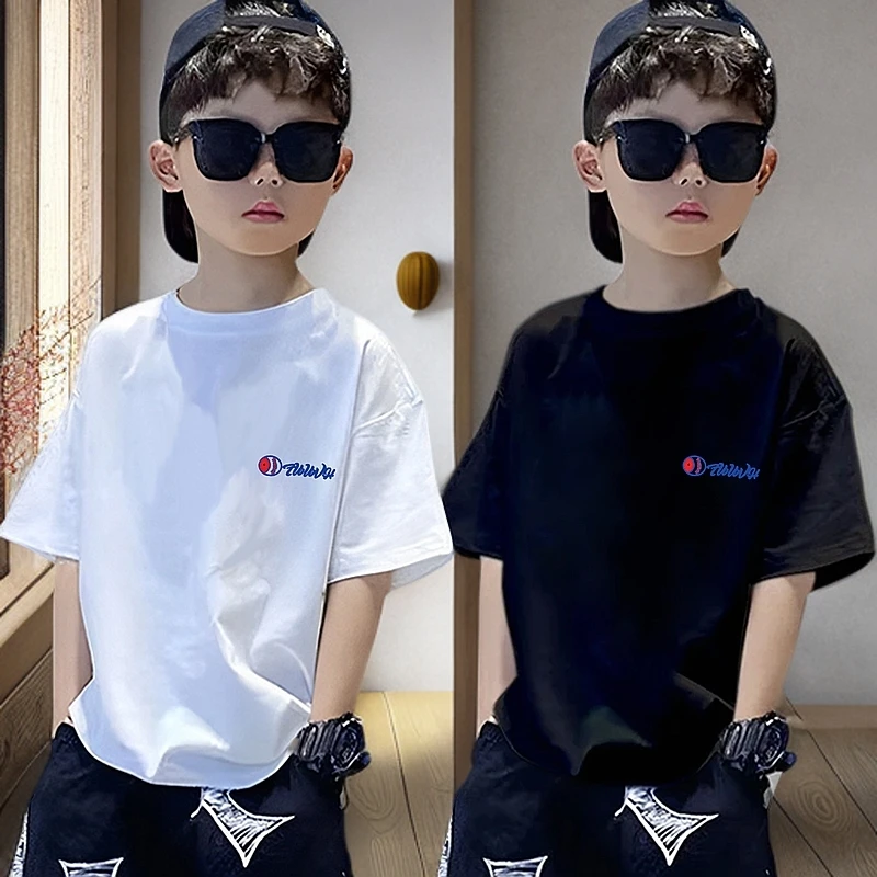 夏季纯棉短袖男童T恤儿童夏装中大童帅气男孩宽松印花半袖上衣服