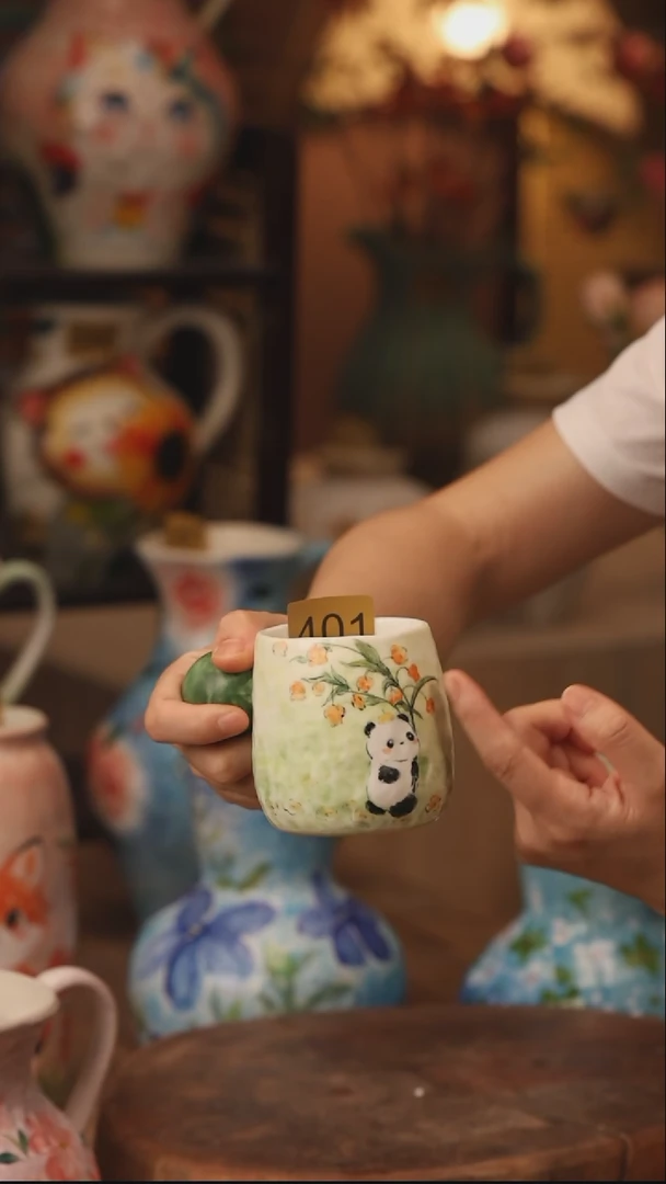 陶瓷401景德镇设计师手作花器摆件侘寂风