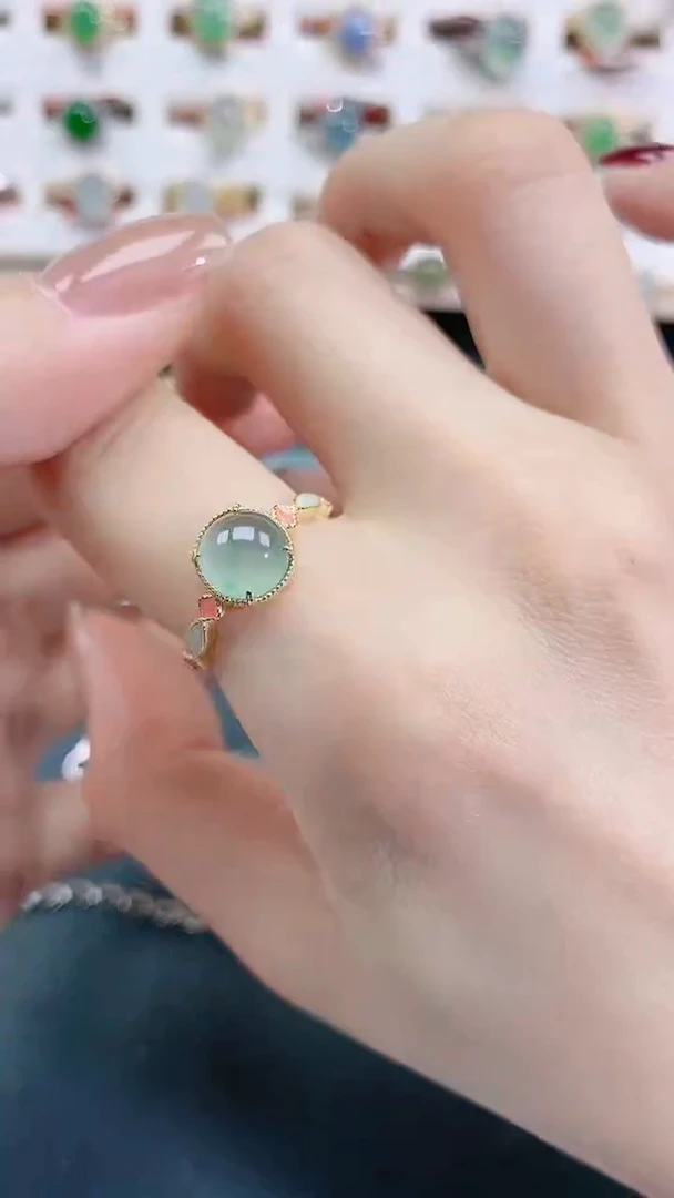 银S925镶嵌戒指翡翠天然翡翠