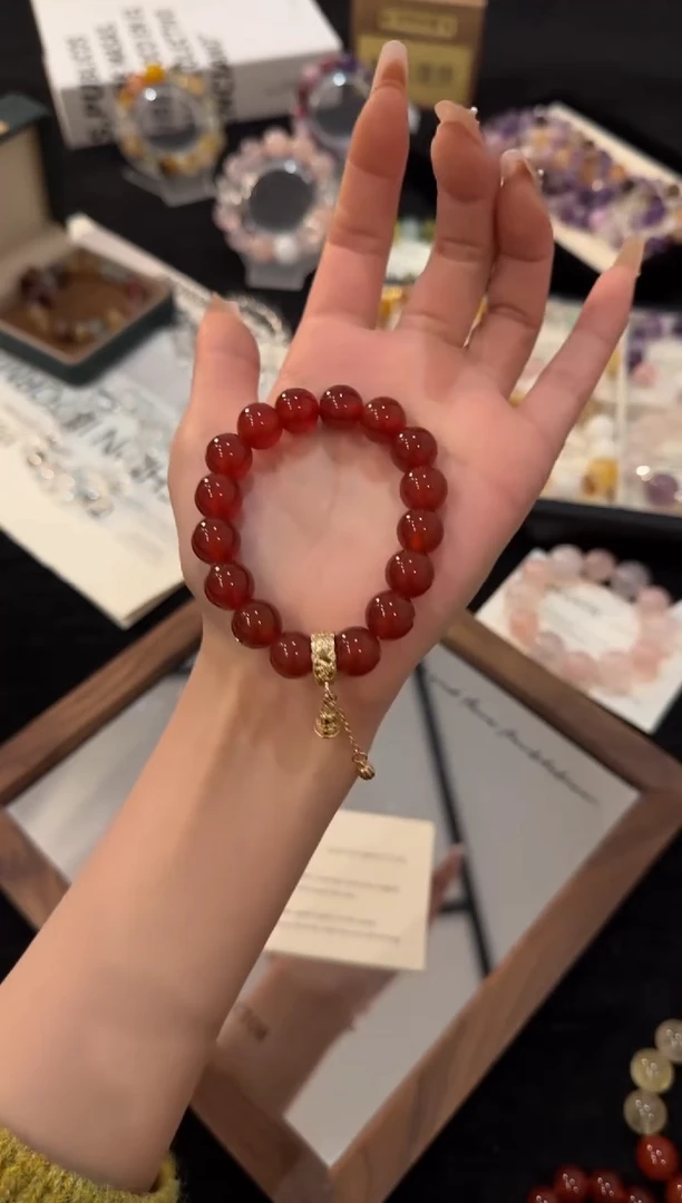 合金手链水晶红玛瑙x3019