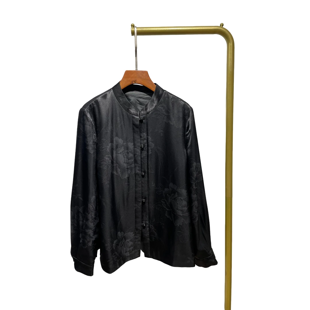 【牡丹花.蚕丝棉衬衣】新中式 填充物 桑蚕丝 提花 国风衬衣F25084