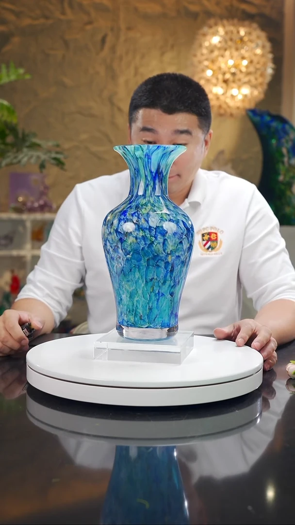 摆件福利设计款蓝彩莫奈花瓶