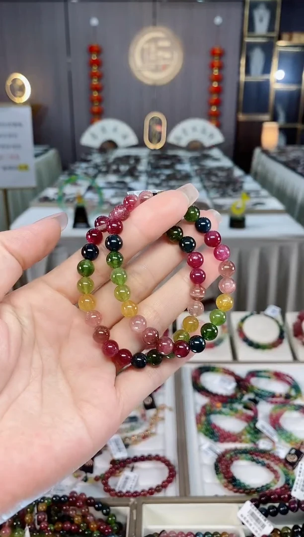 收藏级巴西老矿碧玺单圈手串7mm+未镶嵌碧玺hon一物一证