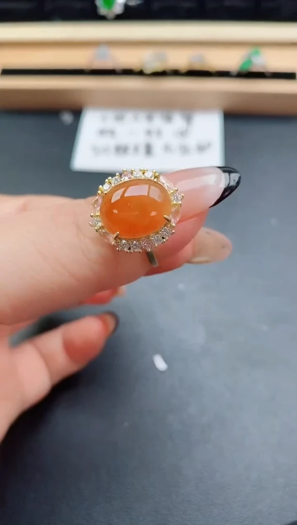 翡翠戒指银S925镶嵌60