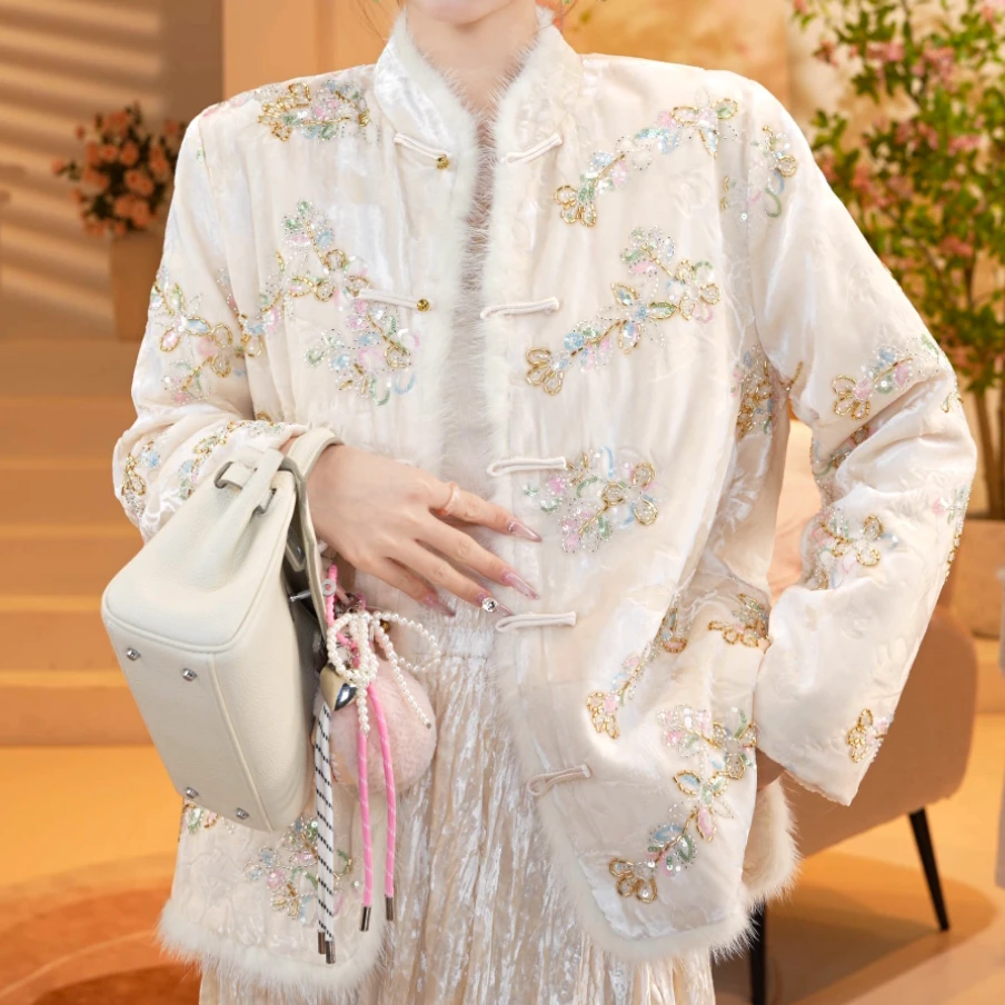 如玉海棠/新中式女装重工刺绣保暖外套2025d31101小鹿-大女王仓