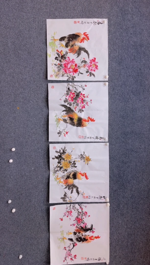 【闪购商品】国画2.3展馆-颜新辉斗方-四副一套