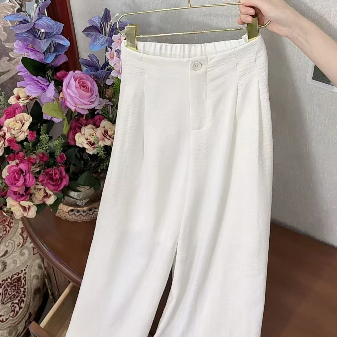 【现货＋运费险】高腰莱赛尔亚麻阔腿裤夏季慵懒风垂感显瘦长裤