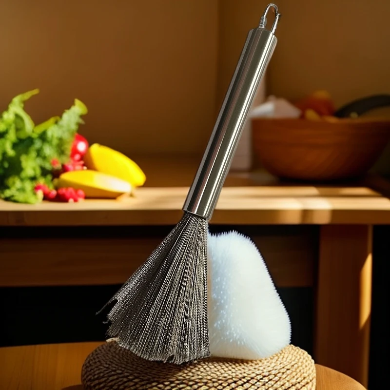 不锈钢厨房专用刷锅神器洗锅碗碟锅刷家用长柄清理除尘加密加厚
