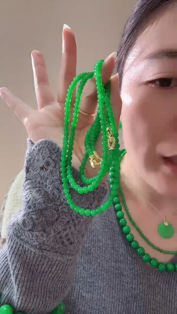 颈饰未镶嵌石英质玉小米珠项链