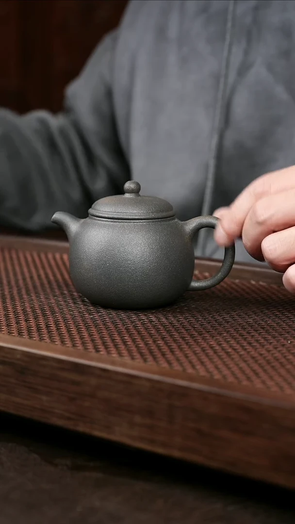茶壶紫砂青降坡还原烧匏尊 大