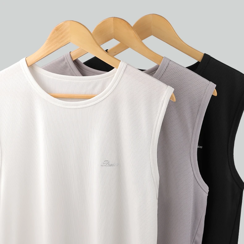 男士冰丝背心无袖宽肩T恤百搭坎肩休闲运动宽松高弹透气打底夏季