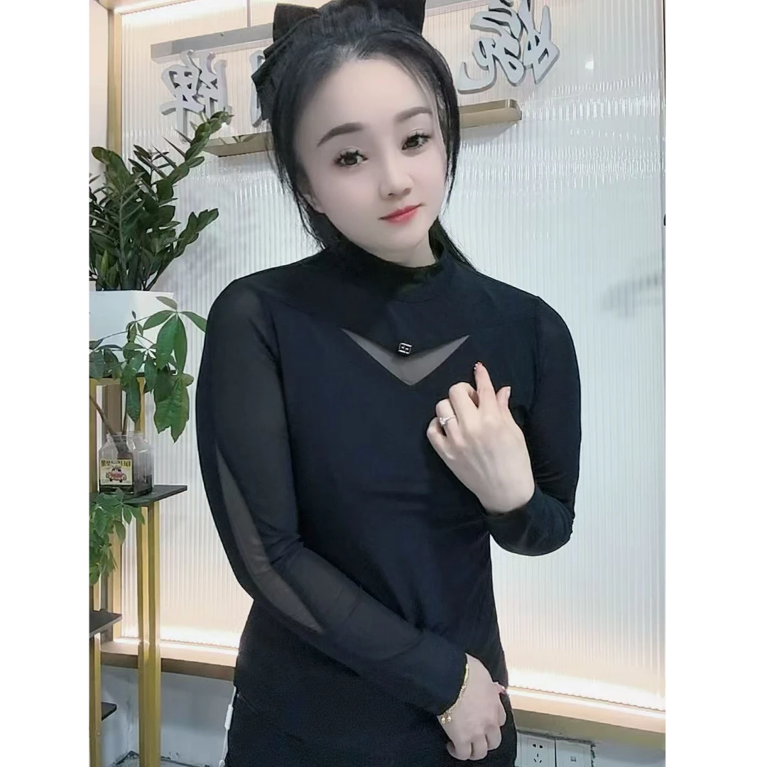 【婉婷服饰】2408春款打底衫女装时尚修身休闲百搭中低领
