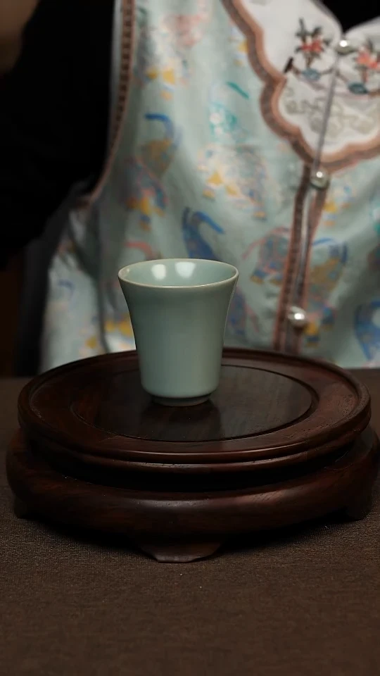 瓷片仿古天青闻香杯80ml 微瑕 不带礼盒