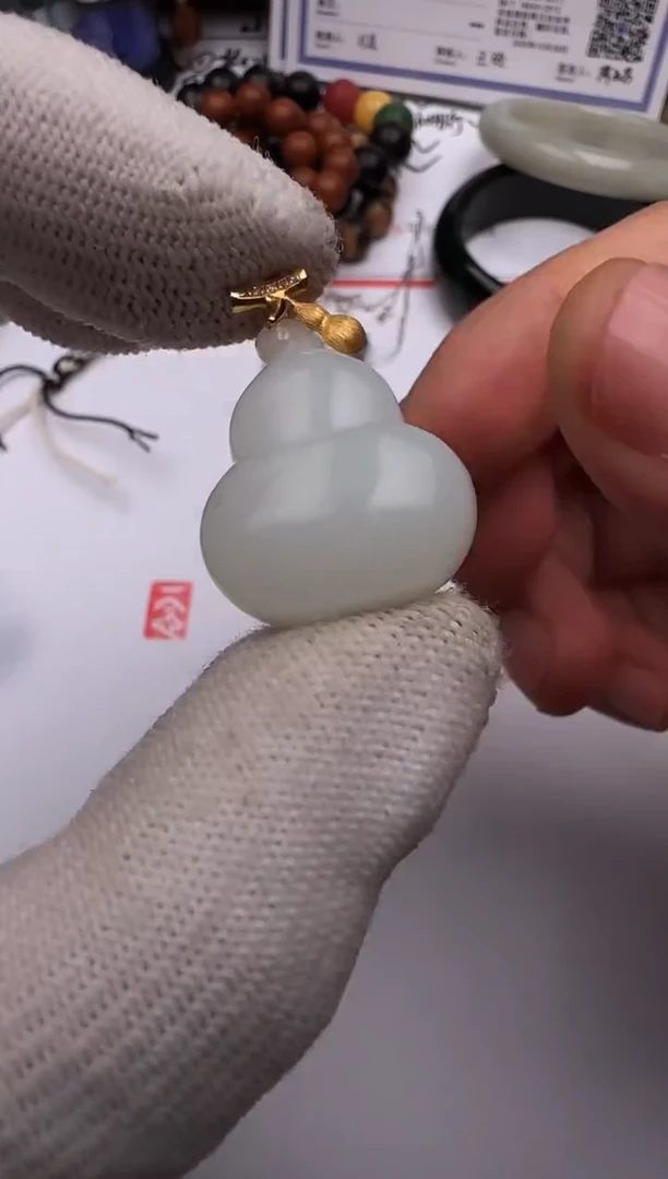 吊坠(不含链)18K金镶嵌和田玉和田玉 吊坠