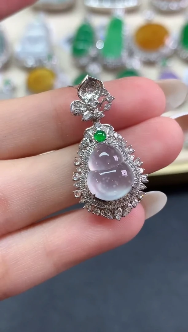 吊坠(不含链)18K金镶嵌翡翠吊坠(不含链)|9800