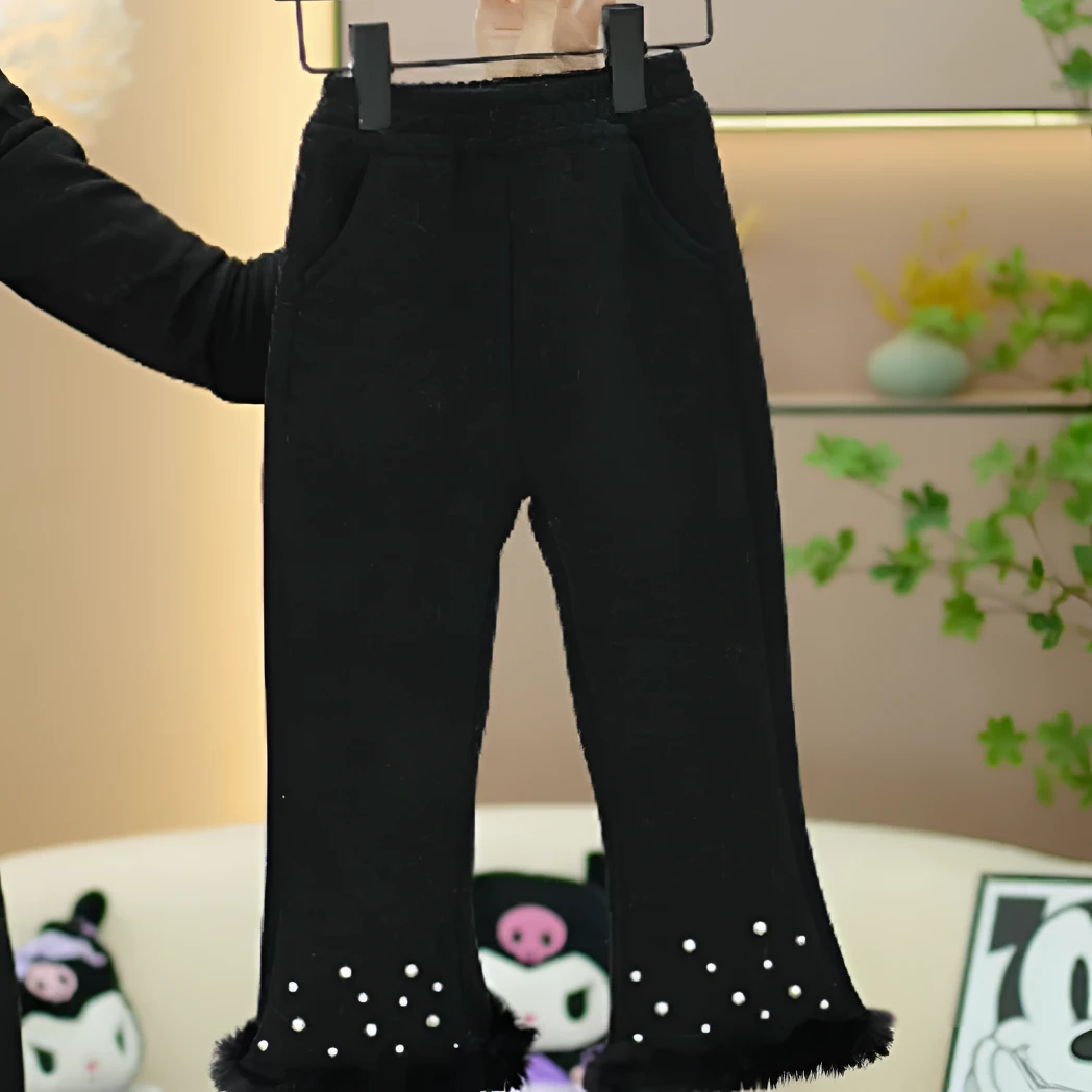 【米小逗】2024女童新冬天高级牛仔微喇裤子m8336