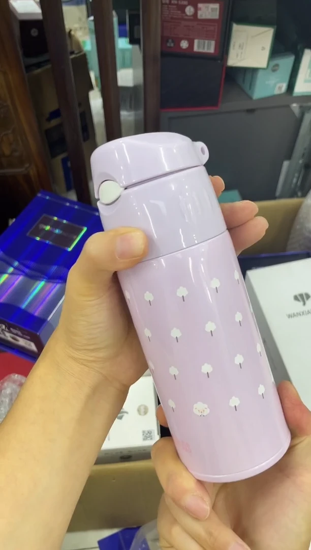 高硼硅玻璃无手柄款膳家保温杯粉吸管
