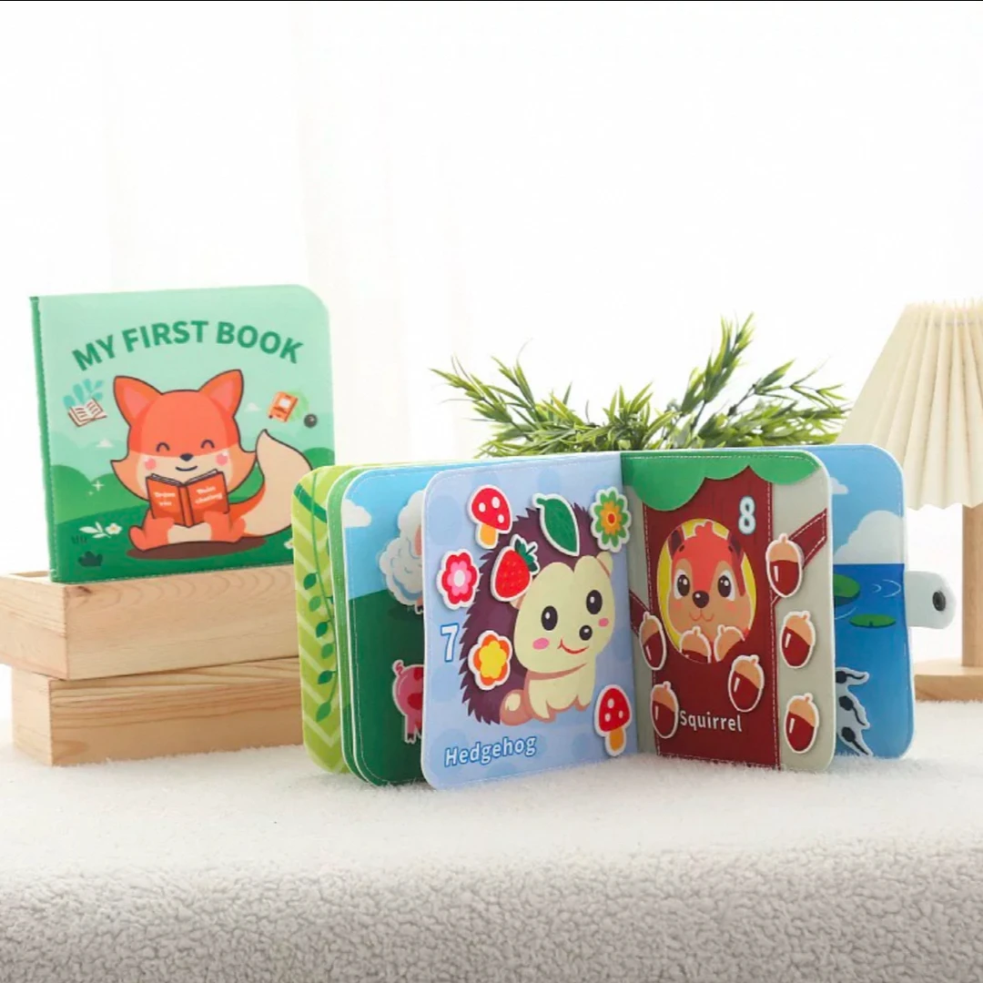 斯斯书撕不烂宝宝安静布书蒙氏早教婴儿可啃咬魔术贴毛毡布玩具