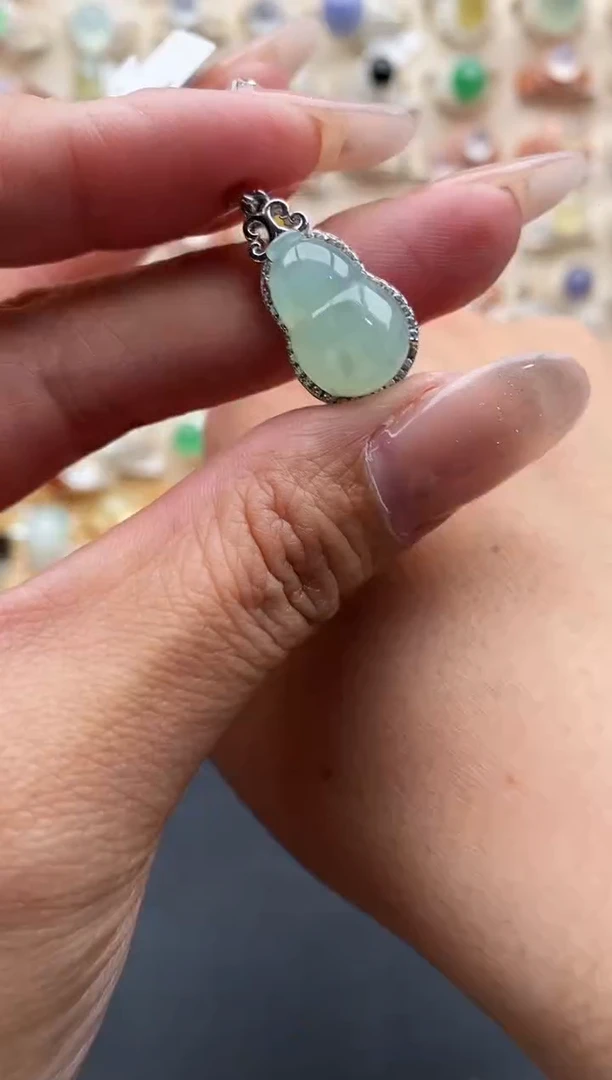 银S925镶嵌戒指翡翠缅甸天然A货翡翠33  2-8