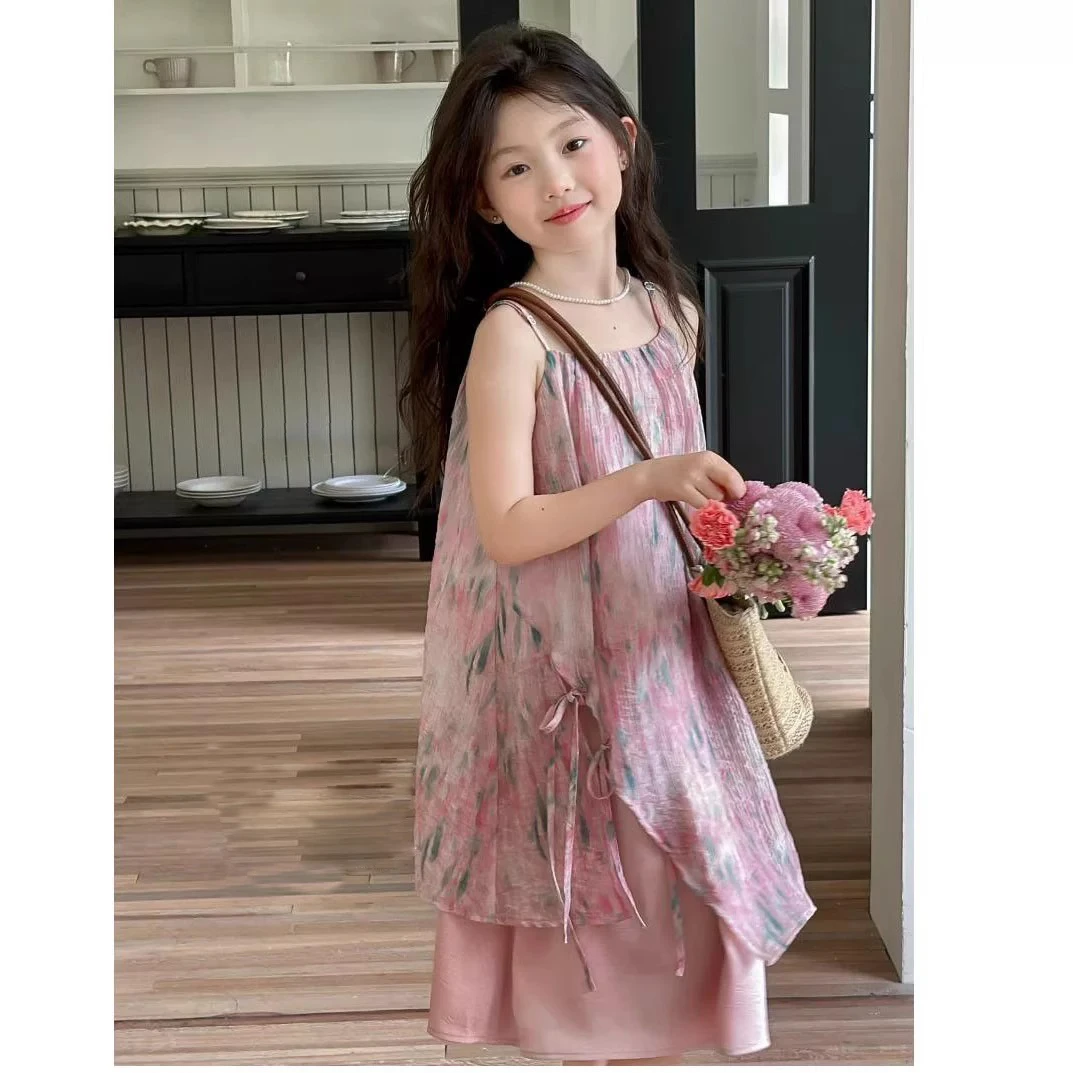 女童夏装裙裤套装无袖洋气韩系吊带连衣裙子儿童半身裙韩版两件套
