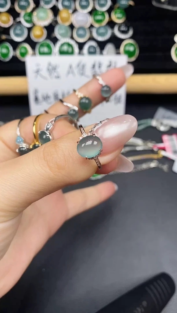 银S925镶嵌戒指翡翠38737