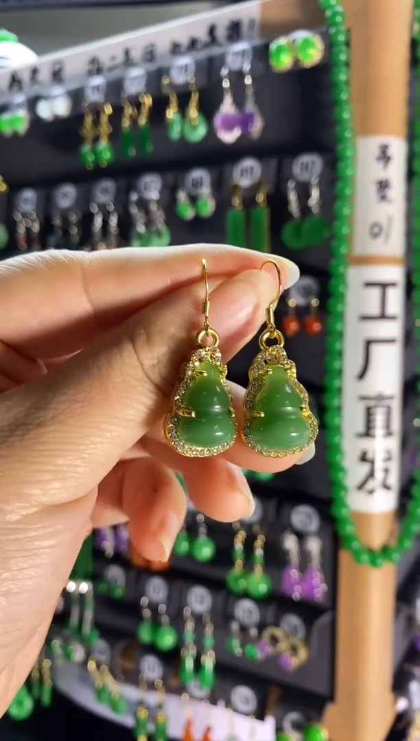【闪购商品】和田玉耳饰银S925镶嵌04